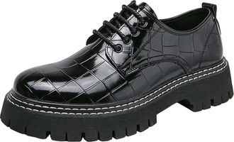 Generic Business Shoes for Men Invisible Height Increasing Elevator Shoes Lace-ups Sneakers Square Toe Leather Shoe Non Slip Causal Footwear for Weddings and 