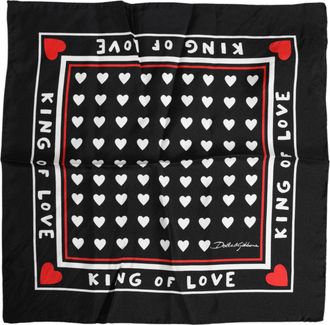 Dolce & Gabbana Zwarte Gedrukte Zijden Vierkante Mannen Foulard Sjaal