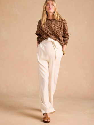 Envie de Fraise Weite Umstandshose ENVIE DE FRAISE mit Leinen beige