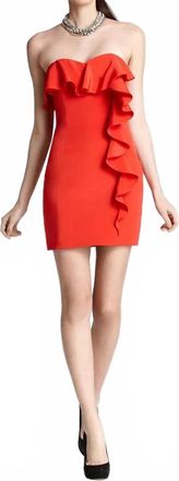 Jay Godfrey Ruffle Strapless Dress In Red