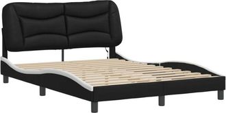 vidaXL Vidaxl - Estructura Cama Con Led Cuero Sint&eacute;tico Negro Blanco 140x200 Cm