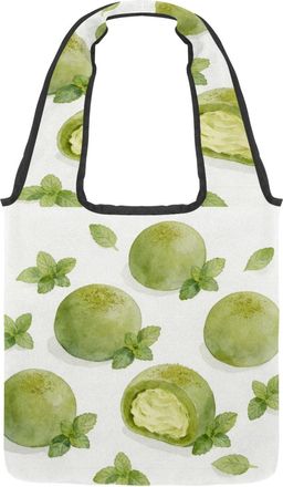 Generic Mint Matcha Harmony Reversible Canvas Shoulder Tote - Double-Sided Print, 12oz Cotton, 27cm Drop, Fold-Flat Bag for Travel, Shopping, Street Outings