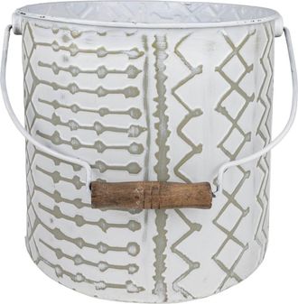 Foreside Home And Garden Multi Pattern Bucket Planter Metal & Wood in White at Nordstrom