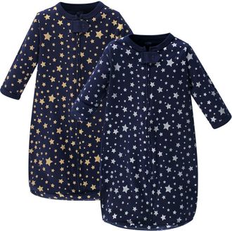 Hudson Baby Cotton Long-Sleeve Wearable Sleeping Bag in Metallic Stars at Nordstrom