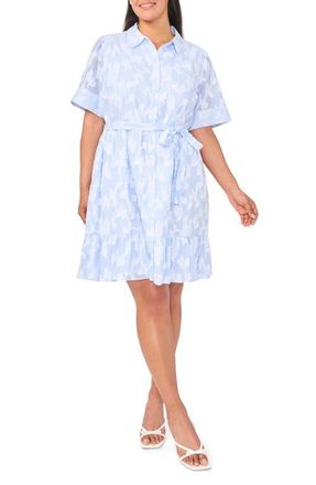 CeCe by Cynthia Steffe Tie Waist Mini Shirtdress in Ultra White at Nordstrom, Size 14W