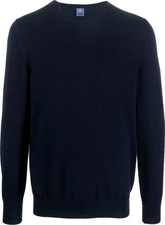 Fedeli Truien & Vesten, Heren, Blauw, M, Wol, Ronde hals knitwear