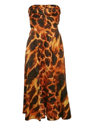 Cavalli Satijnen midi-jurk - Oranje