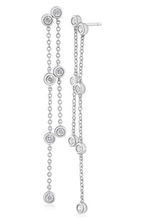 Kenneth Jay Lane Cubic Zirconia Double Strand Drop Earrings in Rhodium Plated at Nordstrom