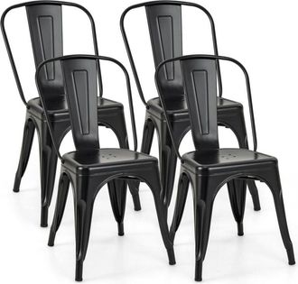 Costway Costway - 45cm High Back Bar Stools Set of 4 Metal Counter Height Barstool