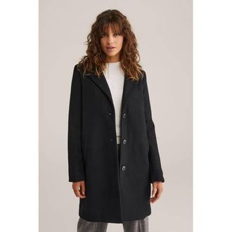 WE Fashion wollen manteljas zwart