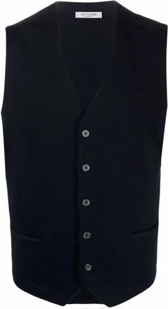 La Fileria Gilet Fileria - Heren - Bodywarmers - Blauw - 5XL - Wol - Jassen