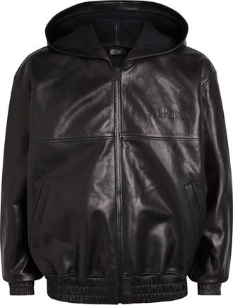 Amiri Logo-appliqu&eacute;d Hooded Leather Jacket - Black - XL
