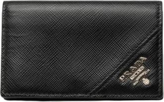 Prada Pre-owned Saffiano Card Holder - Dames - Vintage Accessoires - Zwart - ONE Size - Leer - Vintage