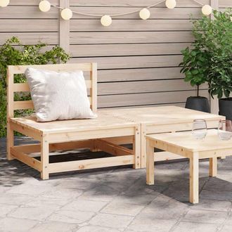 vidaXL Sof&aacute; Jard&iacute;n Sin Reposabrazos Con Reposapi&eacute;s Madera Maciza Pino Vidaxl