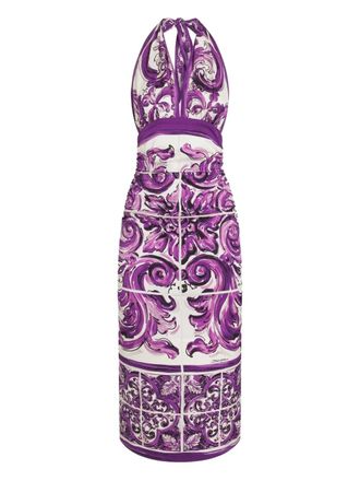 Dolce & Gabbana graphic-print midi dress - White