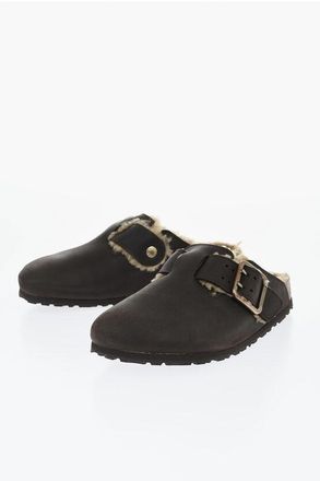 Birkenstock Leather Mules BOSTON BOLD with Sheraling Lining size 41