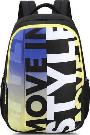 Skybags Flow Casual Backpack 37.5L, 3 Main Compartments, Bottle Pocket, Front Pocket, Padded Shoulder Straps with Rain Cover - Black, Black, One Size, Casual