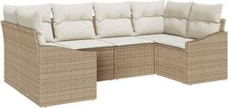 vidaXL Vidaxl - Garden Sofa Set with Cushion with Storage 6 pcs Beige, Cream