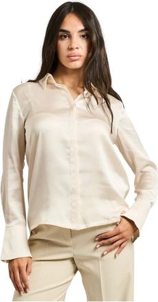 iBlues Overhemden, Dames, Beige, L, Satijn, Iblues Shirts Beige