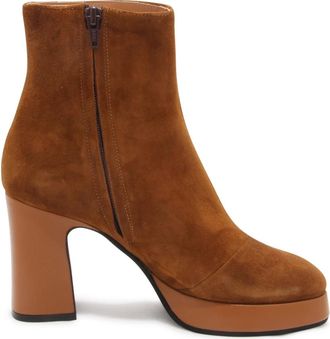 Roberto Festa Milano Su&egrave;de Enkellaarzen 9cm Hak - Dames - Laarzen met Hak - Bruin - 38 EU - Su&egrave;de - Schoenen