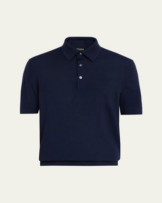Ermenegildo Zegna Mens Wool Short-Sleeve Polo Shirt