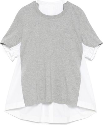 sacai T-shirt met contrasterend vlak - Grijs