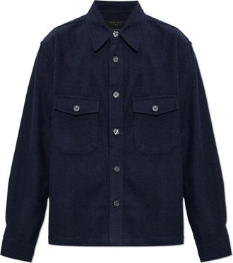 AllSaints Overhemden, Heren, Blauw, XS, Katoen, Haiku Patch Pocket Shirt