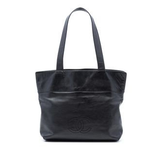 Chanel Pre-owned Womens Cc Lambskin Tote - Black Leather - One Size