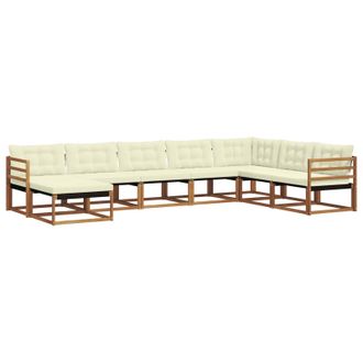 vidaXL Conjunto De Sof&aacute;s De Exterior Con Coj&iacute;n 8 Pcs Natural Y Crema Vidaxl
