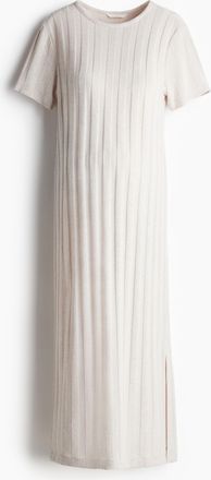 H&M MAMA Geripptes Kleid - Beige