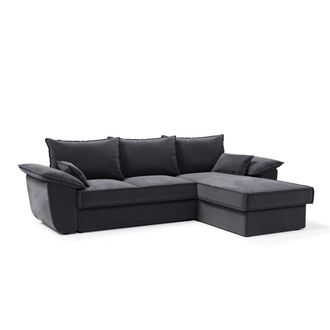 Sia Home Sof&aacute; esquinero en l convertible 4 plazas terciopelo gris grafito