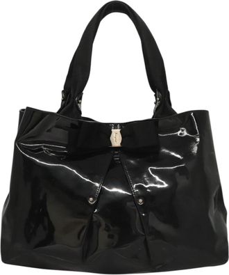Ferragamo Vala Patent Leather Black Patent_Leather Handbag (Pre-Owned)