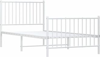 vidaXL Metal Bed Frame without Mattress with Footboard White 90x200cm Vidaxl