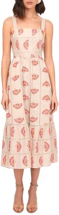 Adelyn Rae Merinda Eyelet Embroidered Dress in Sand/Red at Nordstrom, Size X-Small