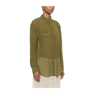 MC2 Saint Barth Shirts, female, Green, Size: XS Brigitte Georgette Shirt