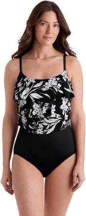 Longitude Triple Tier Tank Long Torso One-Piece Swimsuit in Vineyard Vacay at Nordstrom, Size 12