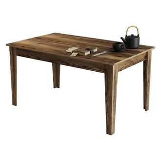 Dmora Mesa Fija Viverone, 6 Plazas, Forma Rectangular, Soporta 120 Kg, 145x88x75h Cm, Marr&oacute;n Nogal