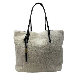 Kempton & Co. Luxe Shearling Tote In Natural