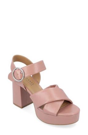 Journee Collection Akeely Block Heel Platform Sandal in Rose at Nordstrom Rack, Size 12