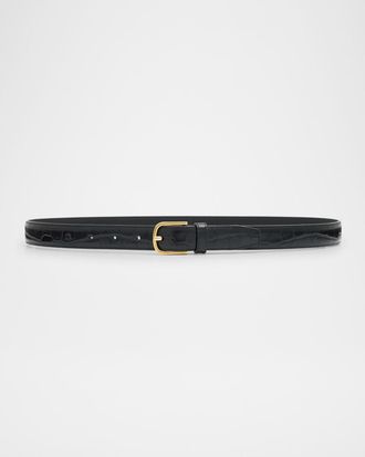 Toteme Slim Croc-Embossed Leather Belt