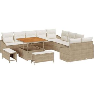 vidaXL Vidaxl - Conjunto De Sof&aacute; De Jard&iacute;n Con Coj&iacute;n 13 Pcs Beige, Crema