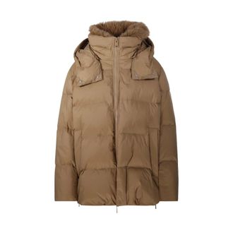 Yves Salomon Jassen, Dames, Beige, M, Polyester, A Line Down Jacket