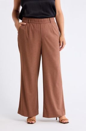 Wit & Wisdom Skyrise High Rise Wide Leg Pants in Mocha at Nordstrom, Size 3X