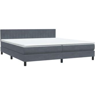 vidaXL Cama Box Spring Con Colch&oacute;n Terciopelo Gris Oscuro 180x210 Cm Vidaxl