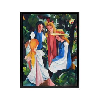 Artery8 Four Individuals Nature Painting August Macke Framed Canvas Wall Art | Size: W24 x H32