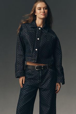 Pilcro Lurex Polka Dot Dolman Denim Jacket