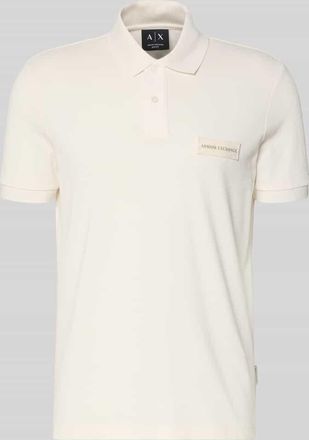 A|X Armani Exchange Regular Fit Poloshirt mit Label-Detail in Offwhite, Gr&ouml;&szlig;e XXL