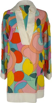 Staud Staud Enzo Printed Mini Dress in Multicolor Linen