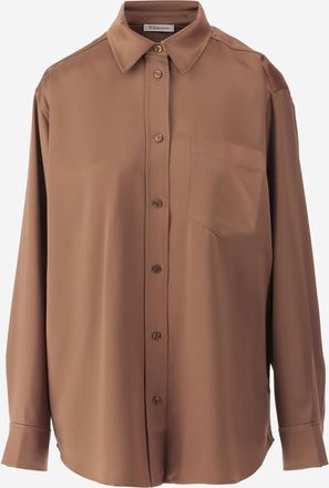 By Malene Birger Womens Satin Shirt Audrey Brown Acetate