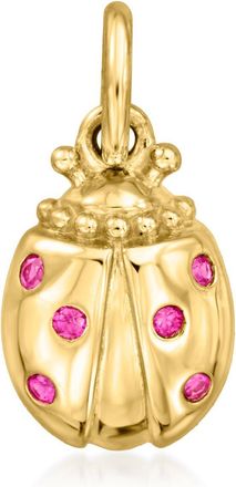 RS Pure by Ross-Simons Ruby Ladybug Charm in 14kt Yellow Gold